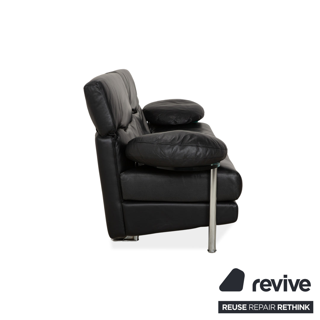 Canapé trois places B&amp;B Italia Arca en cuir noir à réglage manuel