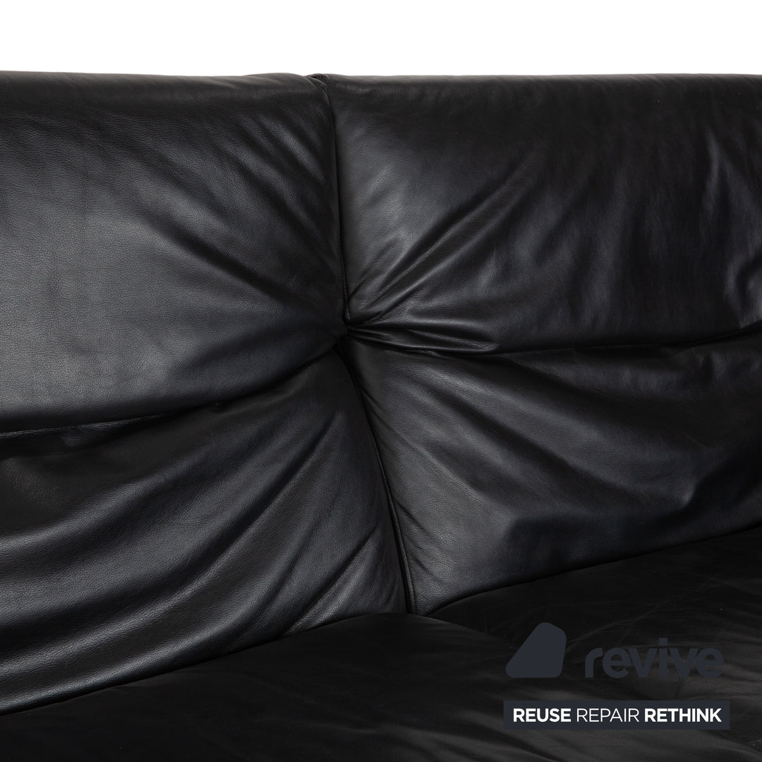 Canapé trois places B&amp;B Italia Arca en cuir noir à réglage manuel