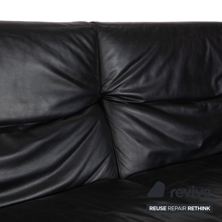 Canapé trois places B&amp;B Italia Arca en cuir noir à réglage manuel