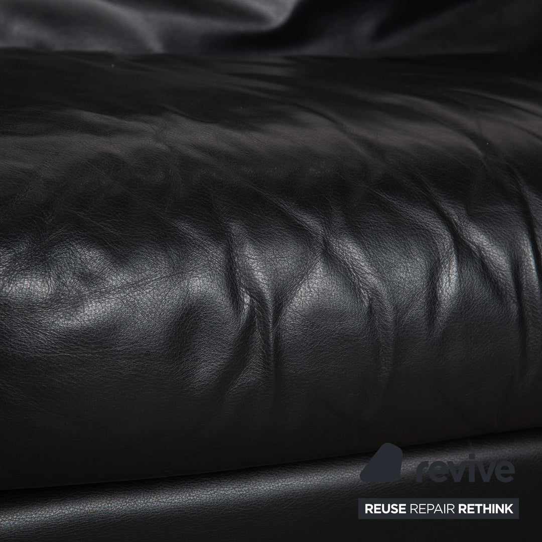 Canapé trois places B&amp;B Italia Arca en cuir noir à réglage manuel