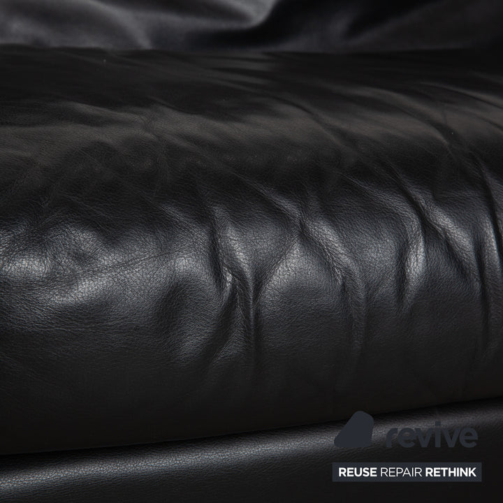 Canapé trois places B&amp;B Italia Arca en cuir noir à réglage manuel