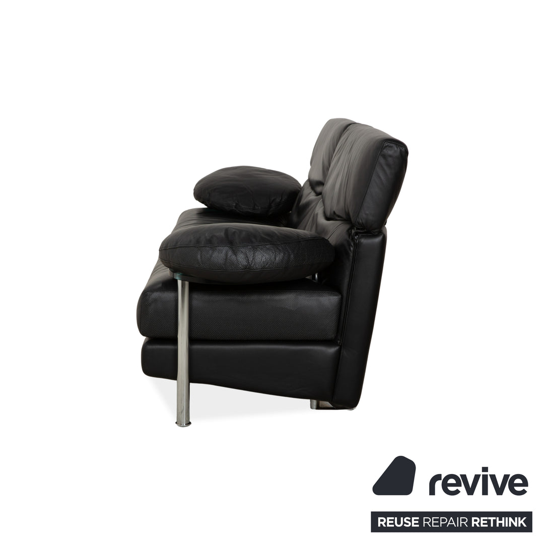 Canapé trois places B&amp;B Italia Arca en cuir noir à réglage manuel