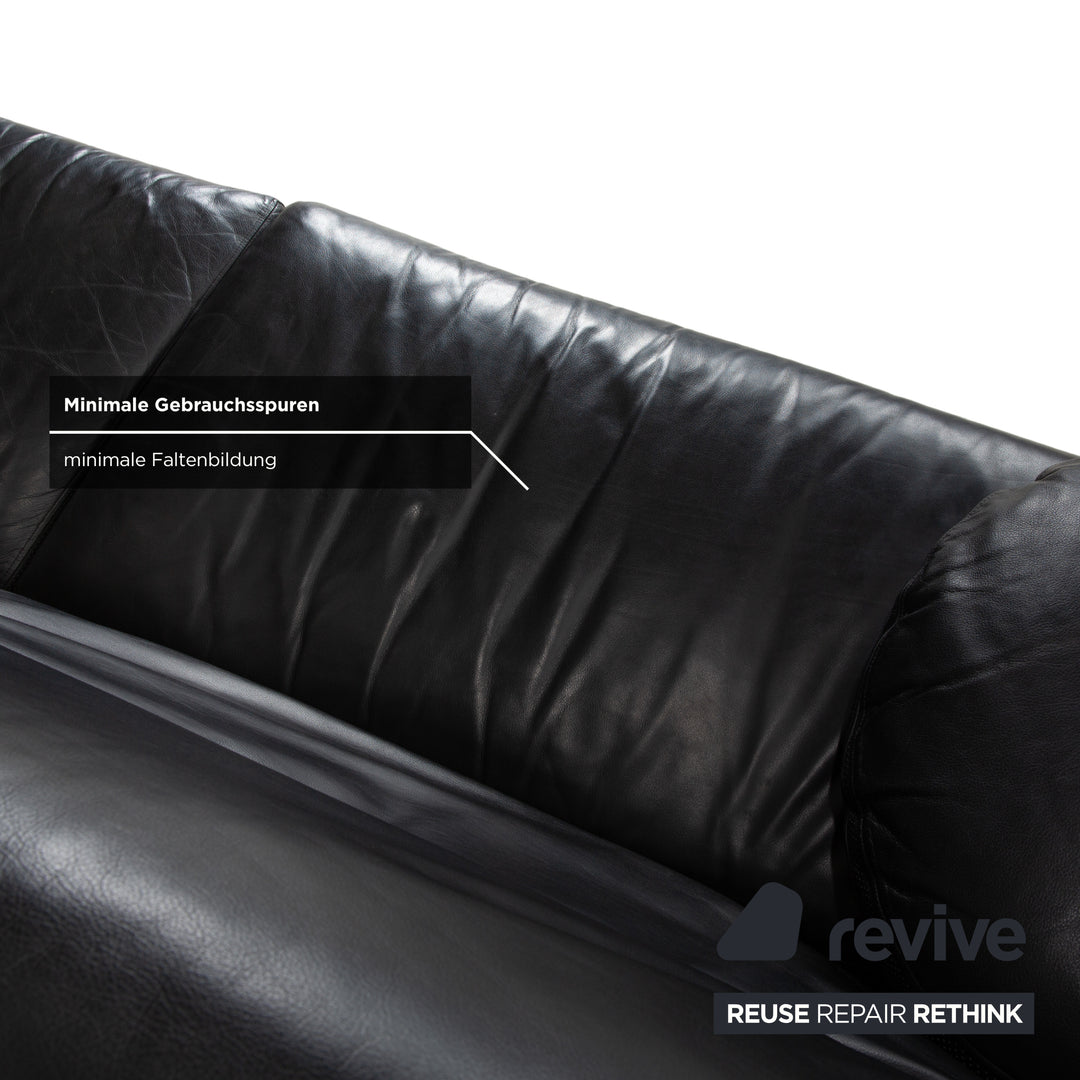 Canapé trois places B&amp;B Italia Arca en cuir noir à réglage manuel