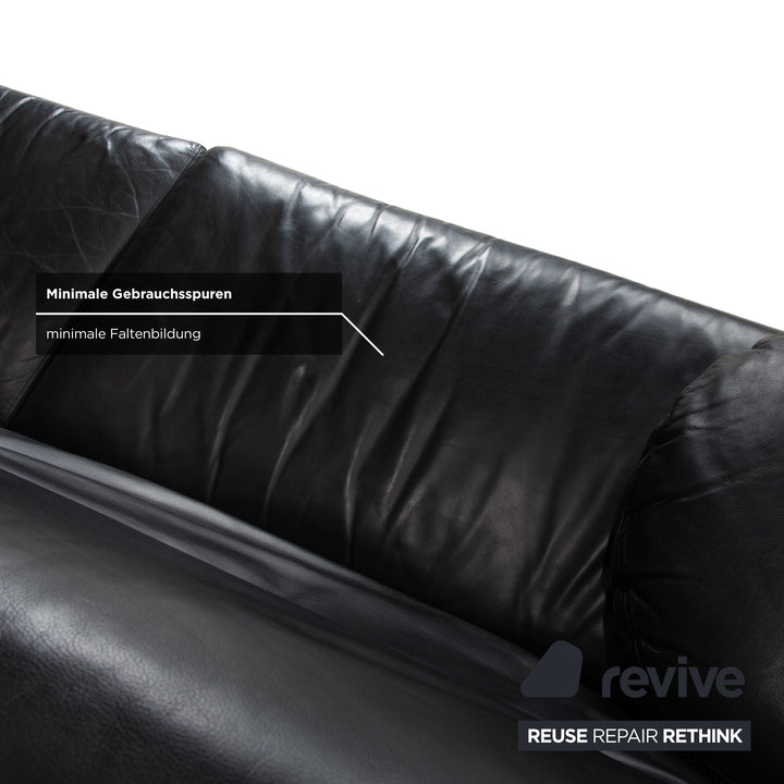 Canapé trois places B&amp;B Italia Arca en cuir noir à réglage manuel