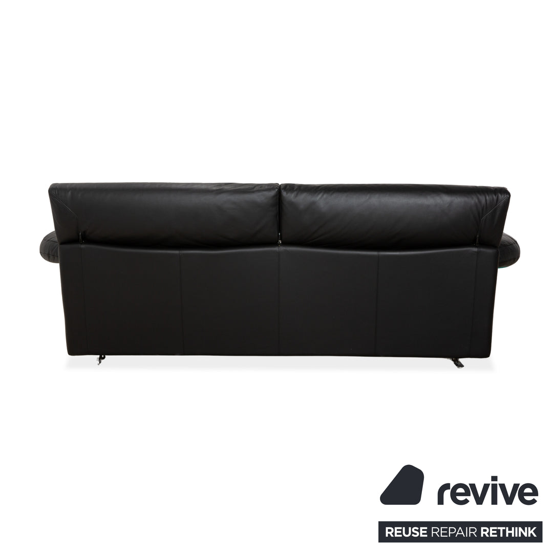 Canapé trois places B&amp;B Italia Arca en cuir noir à réglage manuel