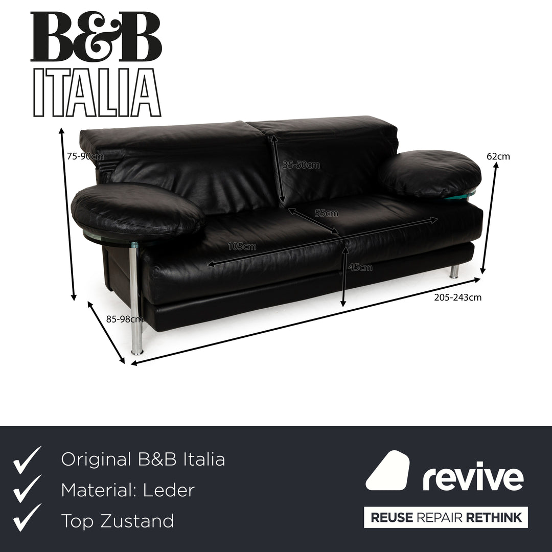 B&B Italia Arca Leder Zweisitzer Schwarz Sofa Couch manuelle Funktion