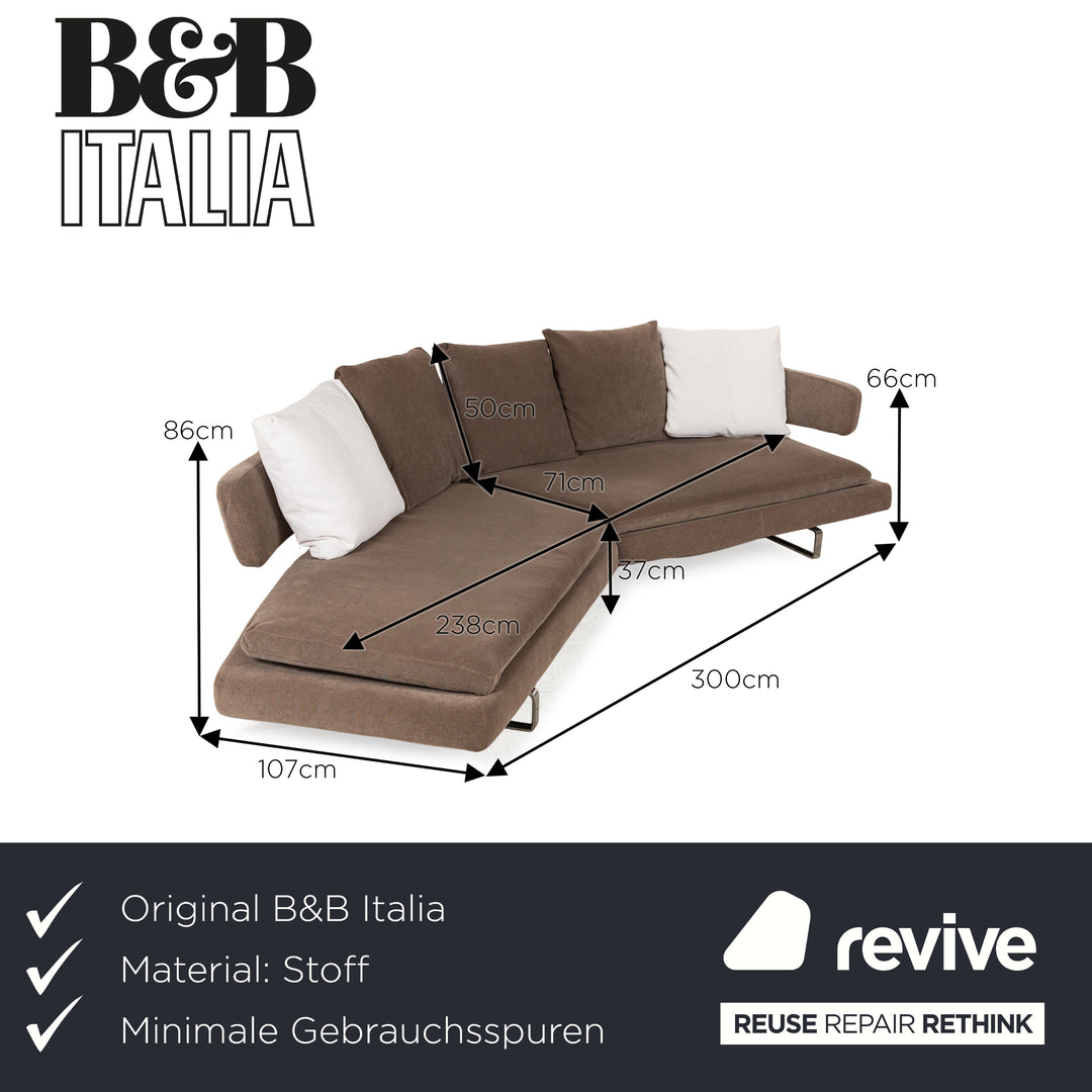 B&amp;B Italia Arne Fabric Corner Sofa Brown Sofa Couch