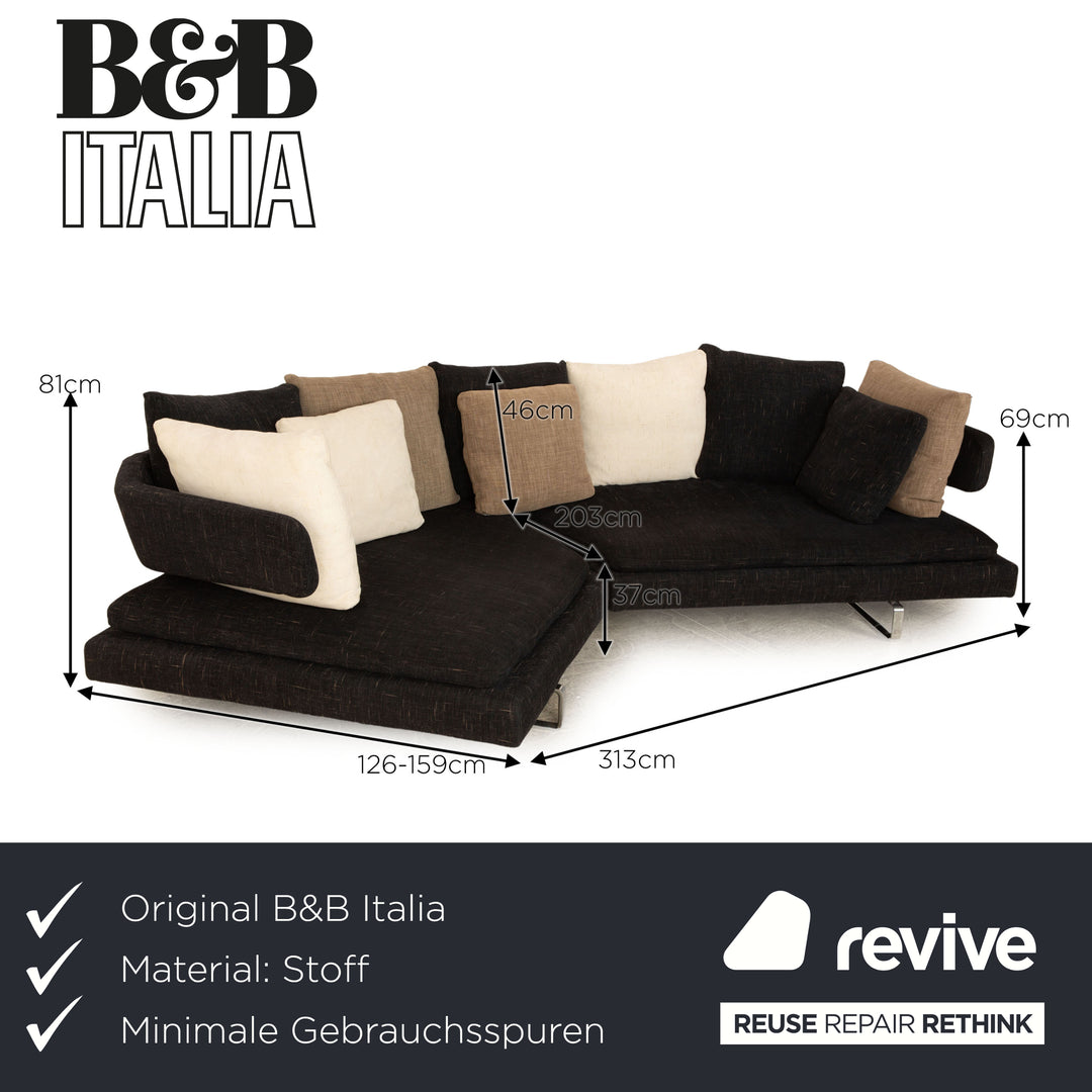 B&amp;B Italia Arne Fabric Corner Sofa Dark Gray Blue Sofa Couch
