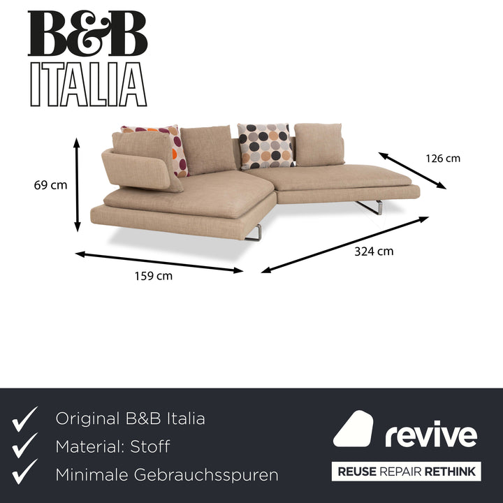 B&B Italia Arne Stoff Ecksofa Grau Beige Braun Taupe Sofa Couch