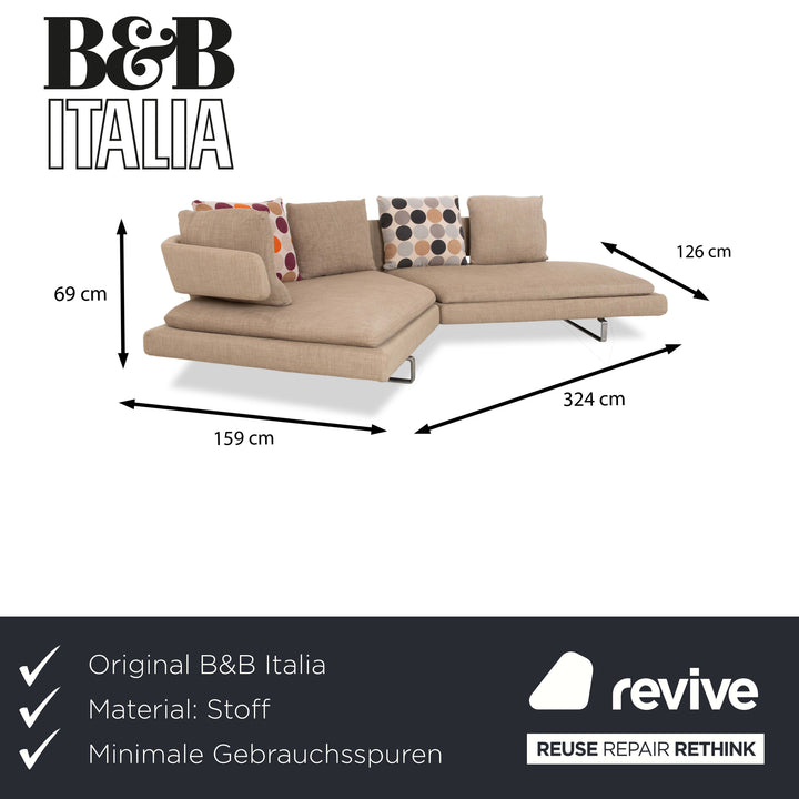 B&amp;B Italia Arne Canapé d'angle en tissu gris beige marron taupe