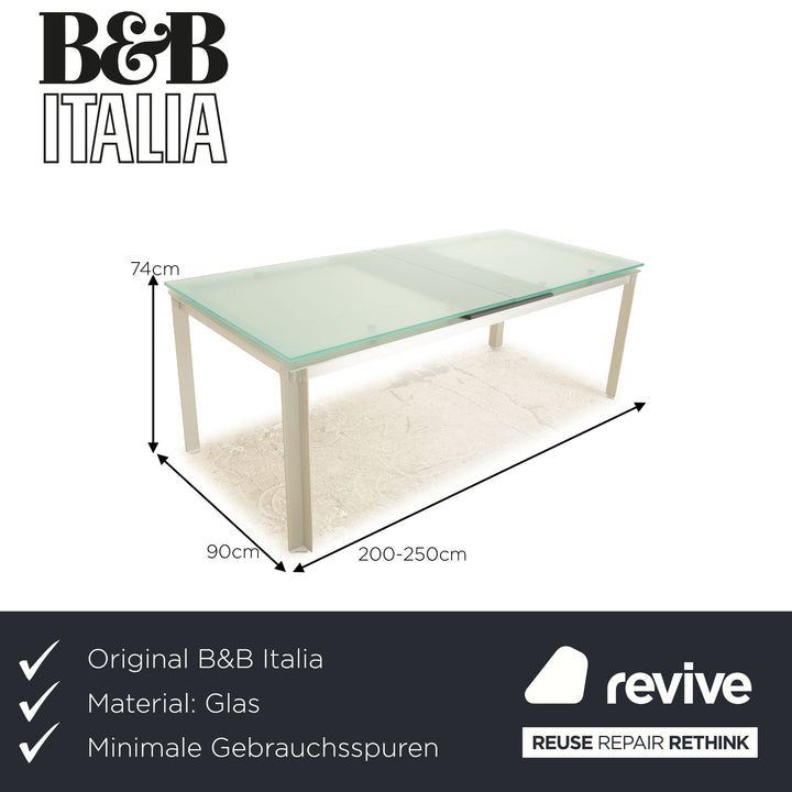 B&B Italia Atavola Glas Esstisch Silber 200/250 x 74 x 90 cm Ausziehfunktion