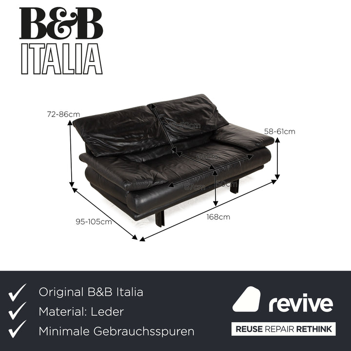 B&B Italia Alanda Leder Zweisitzer Schwarz Sofa Couch