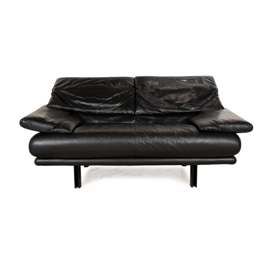 B&amp;B Italia Atlanta Leather Two Seater Black Sofa Couch