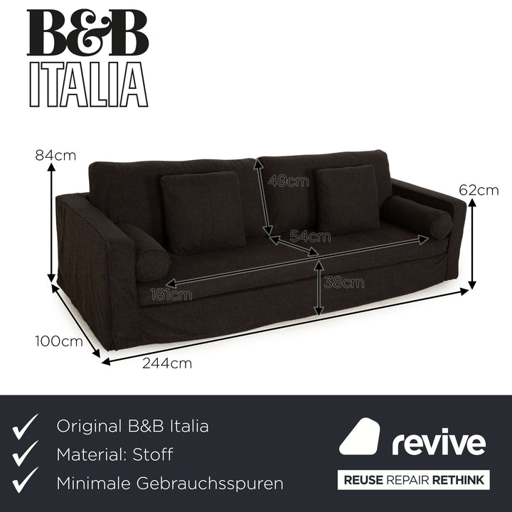 B&amp;B Italia Baisity Fabric Three Seater Dark Grey Sofa Couch
