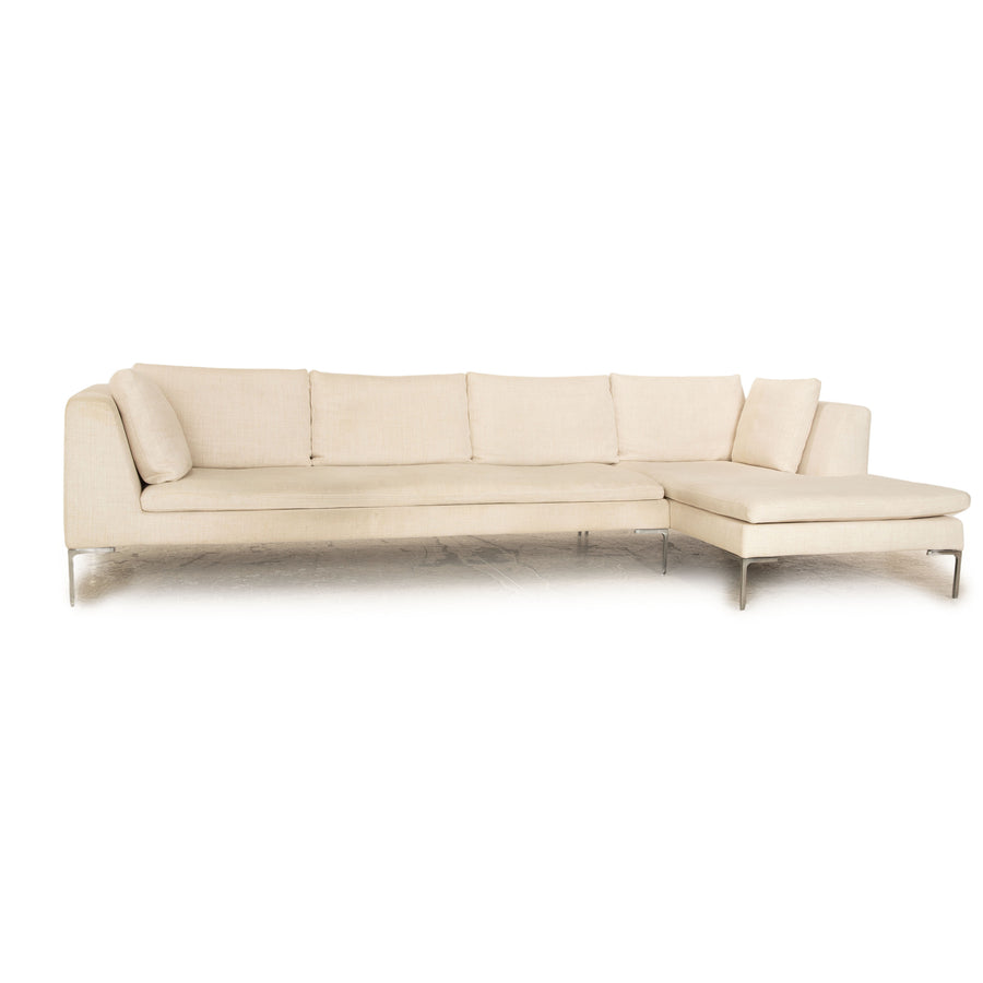 B&amp;B Italia Charles canapé d'angle en tissu beige crème canapé chaise longue droite