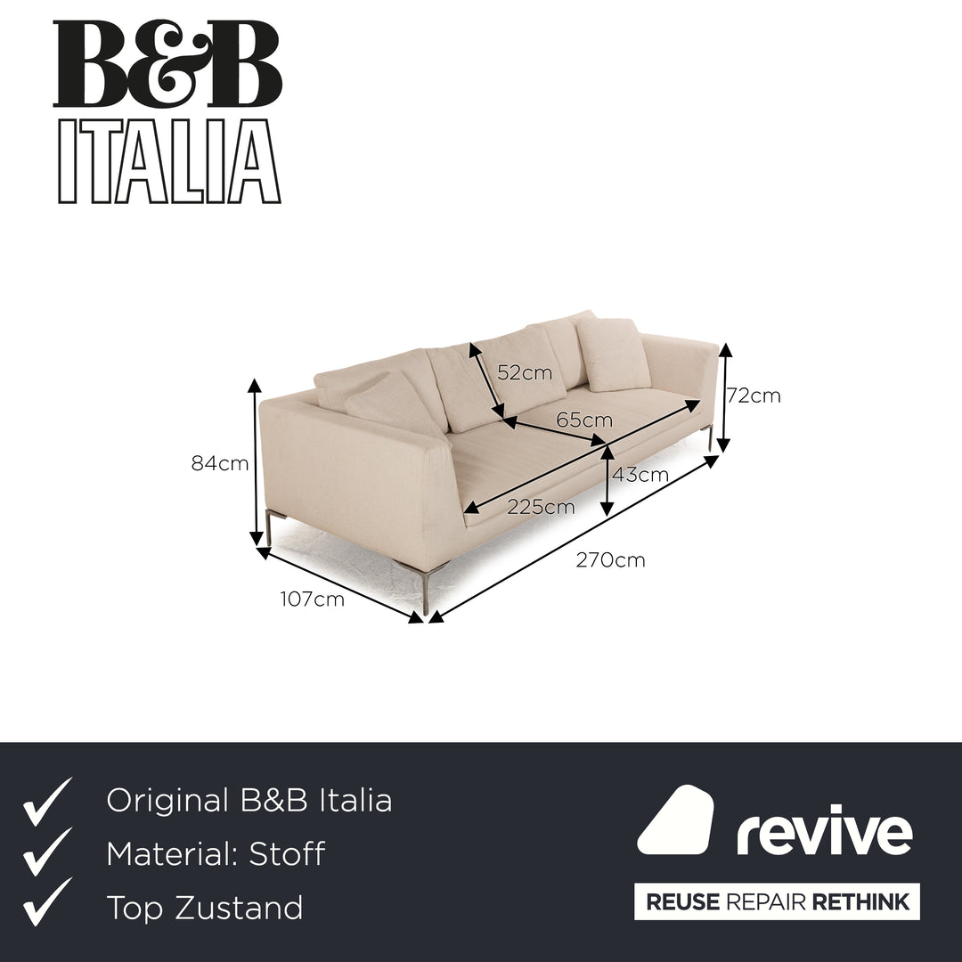 B&amp;B Italia Charles Fabric Four Seater Cream Sofa Couch