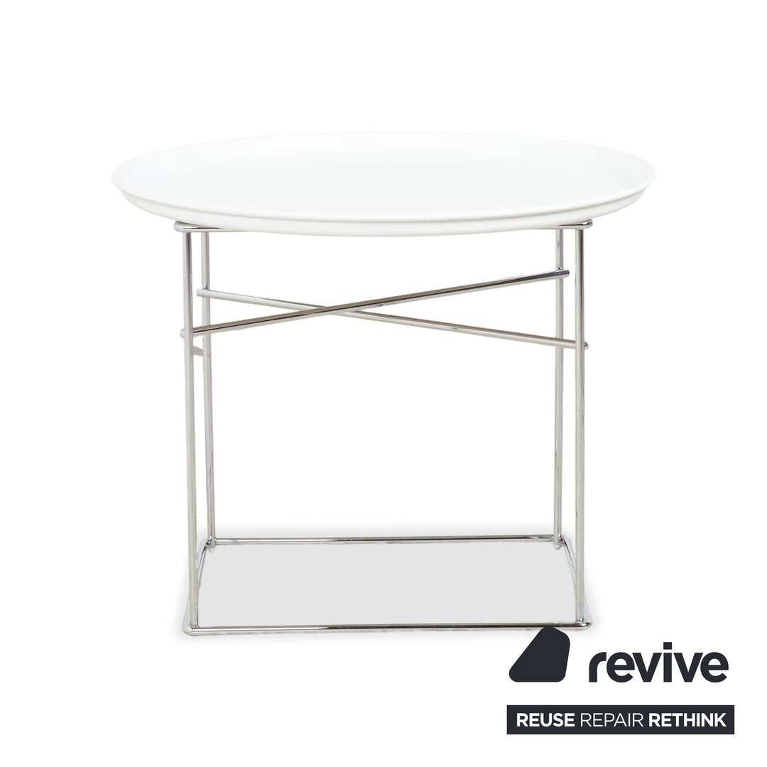B&B Italia Fat-Fat Couchtisch Weiß Kunststoff 62 x 62 cm Beistelltisch Chrom Gestell
