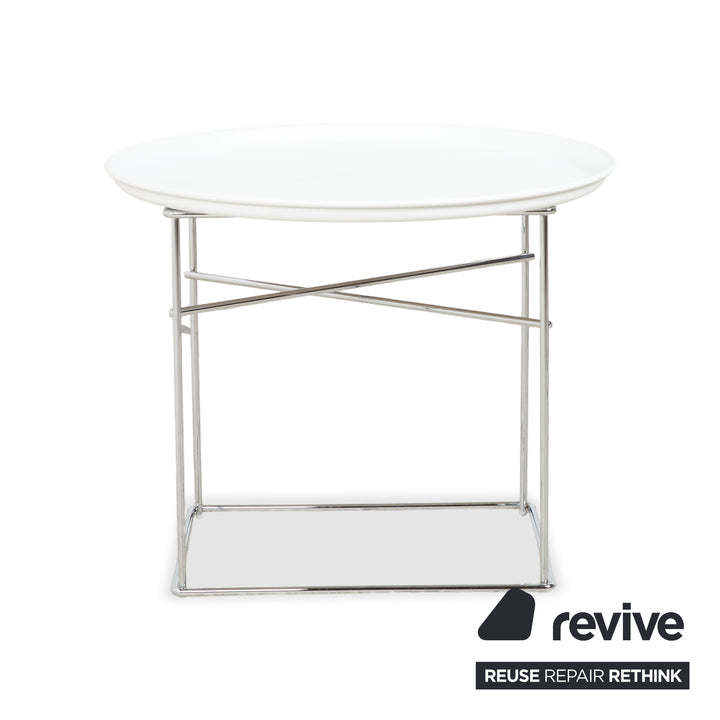 B&B Italia Fat-Fat Couchtisch Weiß Kunststoff 62 x 62 cm Beistelltisch Chrom Gestell