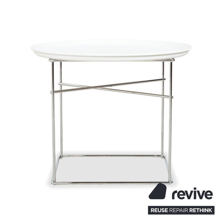B&B Italia Fat-Fat Couchtisch Weiß Kunststoff 62 x 62 cm Beistelltisch Chrom Gestell