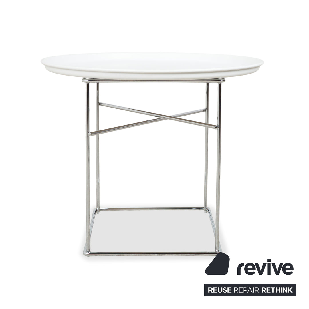 B&B Italia Fat-Fat Couchtisch Weiß Kunststoff 62 x 62 cm Beistelltisch Chrom Gestell