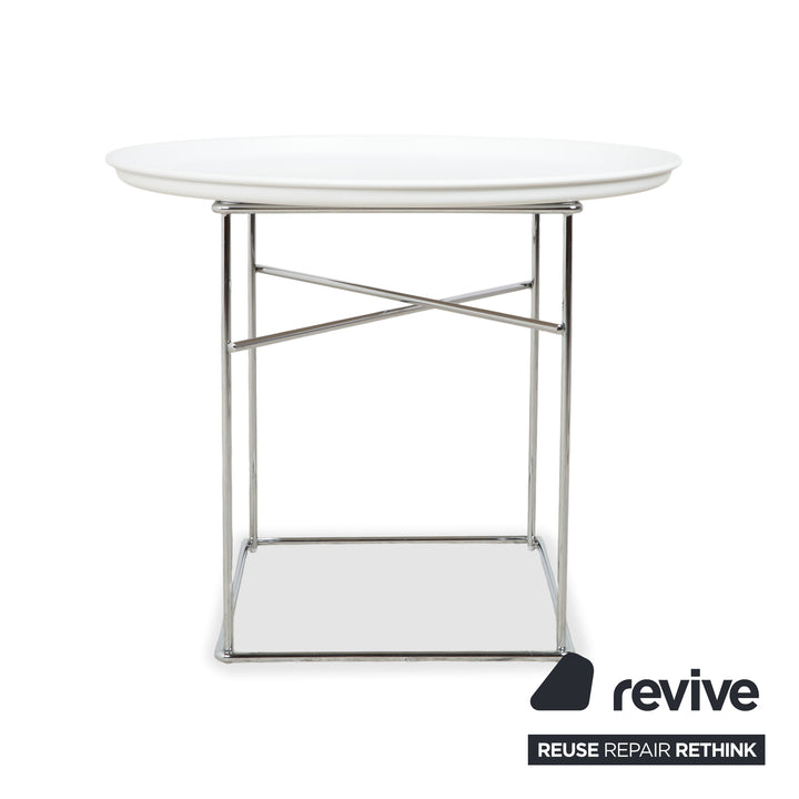 B&B Italia Fat-Fat Couchtisch Weiß Kunststoff 62 x 62 cm Beistelltisch Chrom Gestell