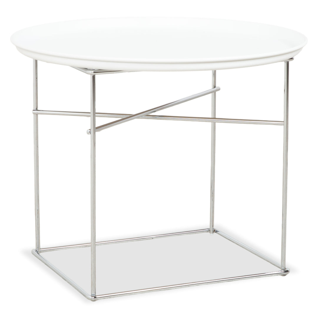 B&B Italia Fat-Fat Couchtisch Weiß Kunststoff 62 x 62 cm Beistelltisch Chrom Gestell