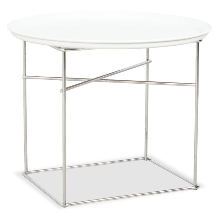 B&B Italia Fat-Fat Couchtisch Weiß Kunststoff 62 x 62 cm Beistelltisch Chrom Gestell