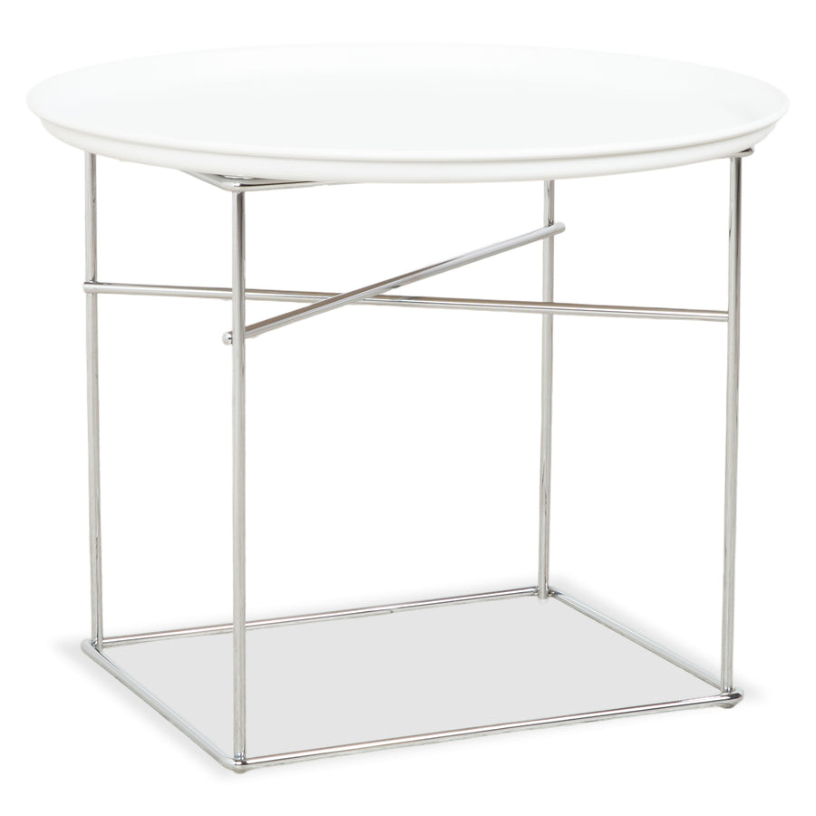 B&B Italia Fat-Fat Couchtisch Weiß Kunststoff 62 x 62 cm Beistelltisch Chrom Gestell