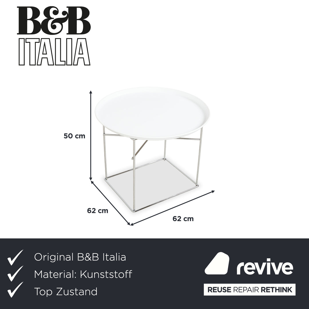B&B Italia Fat-Fat Couchtisch Weiß Kunststoff 62 x 62 cm Beistelltisch Chrom Gestell