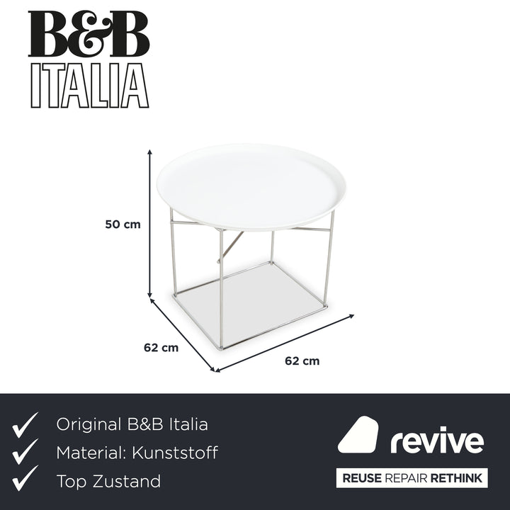 B&B Italia Fat-Fat Couchtisch Weiß Kunststoff 62 x 62 cm Beistelltisch Chrom Gestell