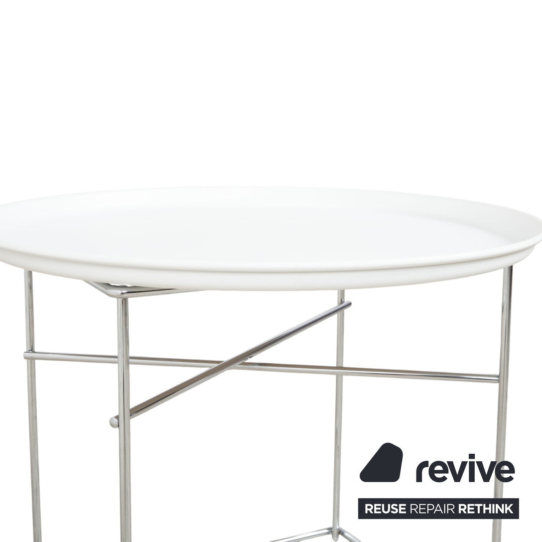 B&B Italia Fat-Fat Couchtisch Weiß Kunststoff 62 x 62 cm Beistelltisch Chrom Gestell