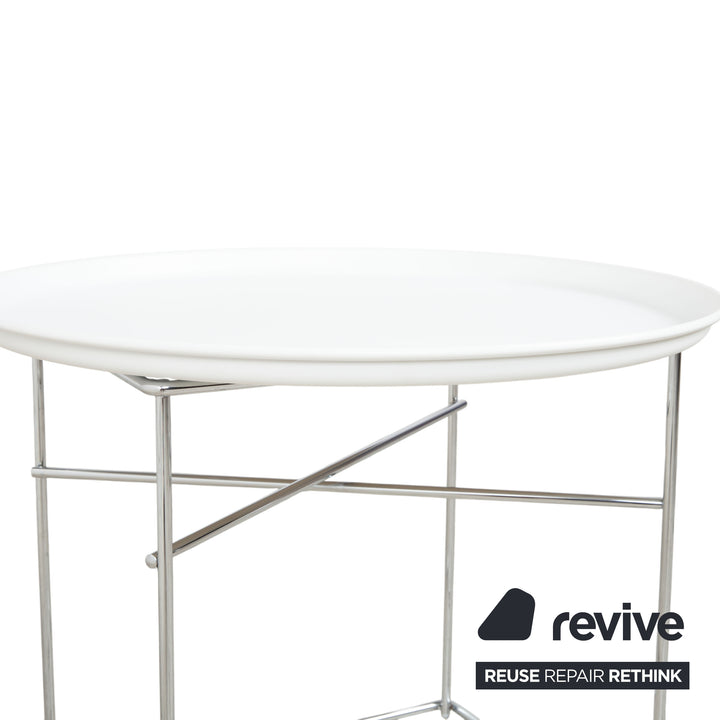 B&B Italia Fat-Fat Couchtisch Weiß Kunststoff 62 x 62 cm Beistelltisch Chrom Gestell