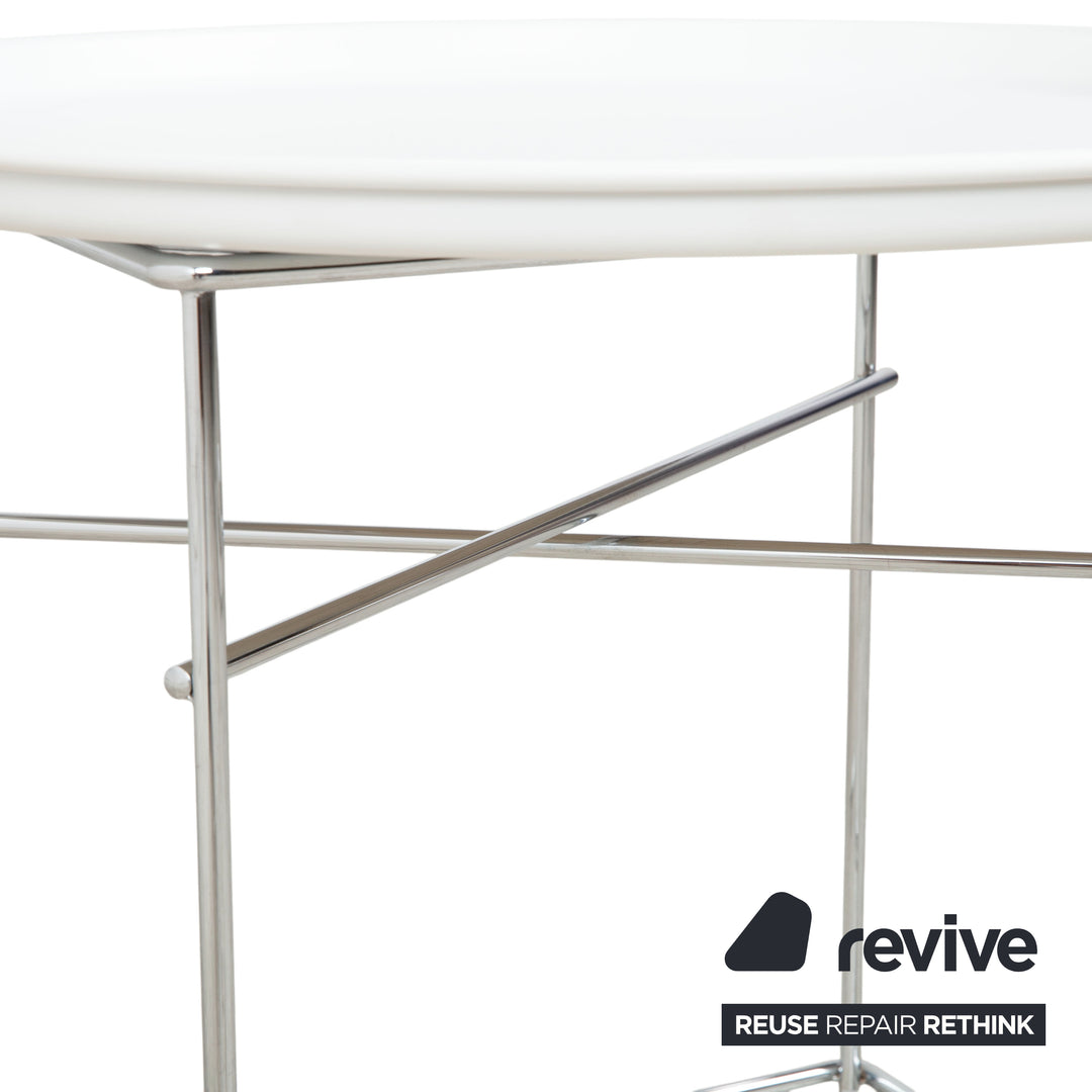 B&B Italia Fat-Fat Couchtisch Weiß Kunststoff 62 x 62 cm Beistelltisch Chrom Gestell