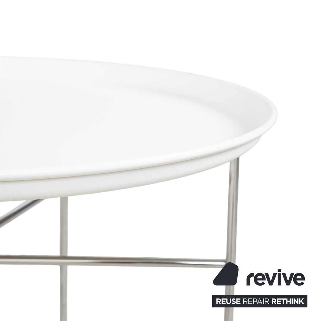 B&B Italia Fat-Fat Couchtisch Weiß Kunststoff 62 x 62 cm Beistelltisch Chrom Gestell