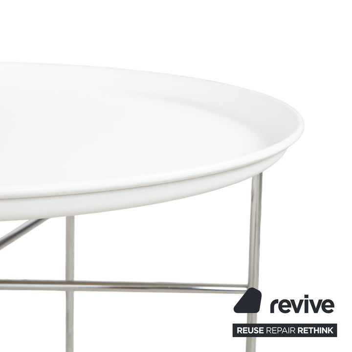 B&B Italia Fat-Fat Couchtisch Weiß Kunststoff 62 x 62 cm Beistelltisch Chrom Gestell