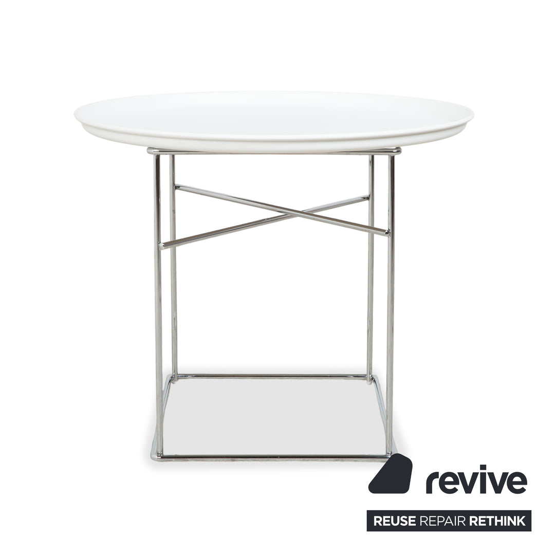 B&B Italia Fat-Fat Couchtisch Weiß Kunststoff 62 x 62 cm Beistelltisch Chrom Gestell