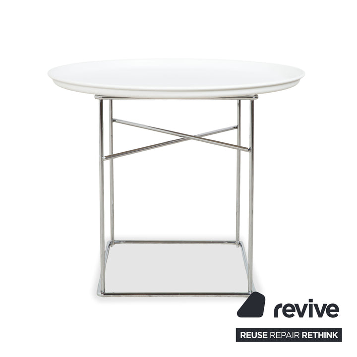 B&B Italia Fat-Fat Couchtisch Weiß Kunststoff 62 x 62 cm Beistelltisch Chrom Gestell