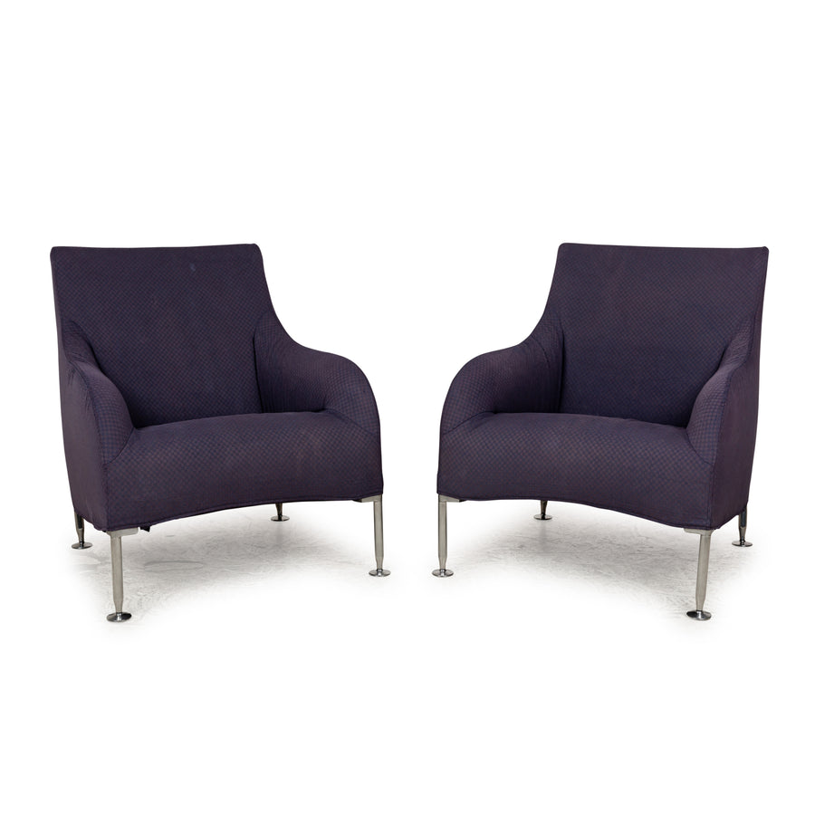 Ensemble de fauteuils en tissu Florence B&amp;B Italia Lila Lilas Bleu