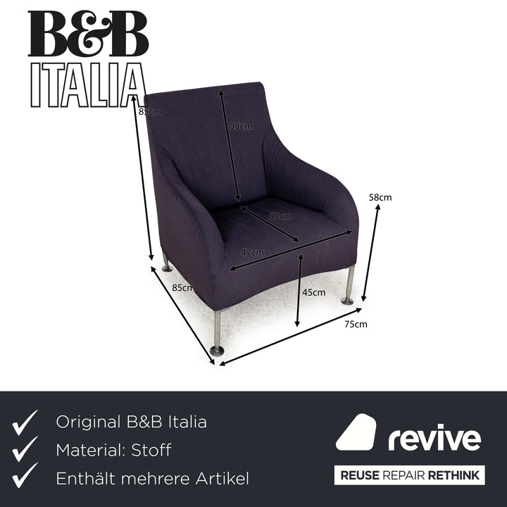 B&amp;B Italia Florence Fabric Armchair Set Lila Lilac Blue