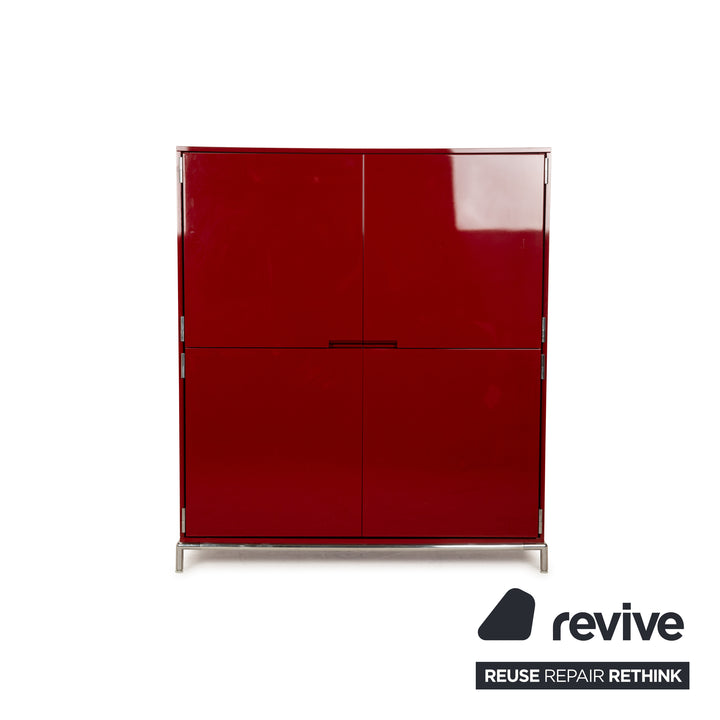 B&B Italia Holz Sideboard Rot Hochglanz 4 Türen Metallfüße