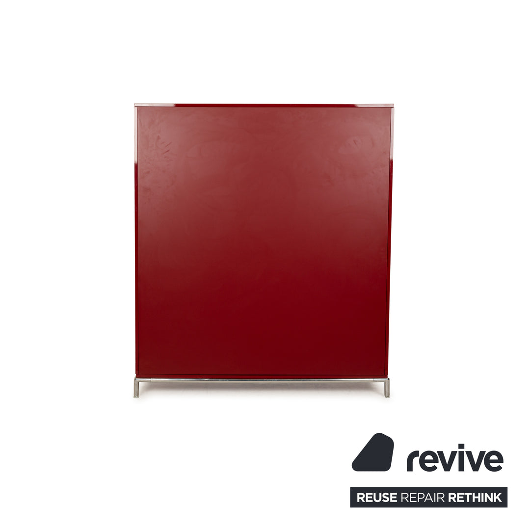 B&B Italia Holz Sideboard Rot Hochglanz 4 Türen Metallfüße