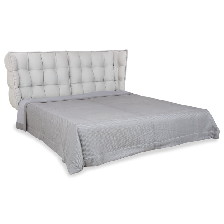 B&B Italia Husk Boxspring Bett Grau Beige Matratzen Schramm Divina 80 und Tagesdecke