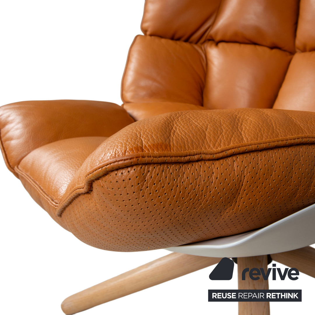 B&B Italia Husk Leder Sessel Braun Cognac inkl. Hocker manuelle Funktion