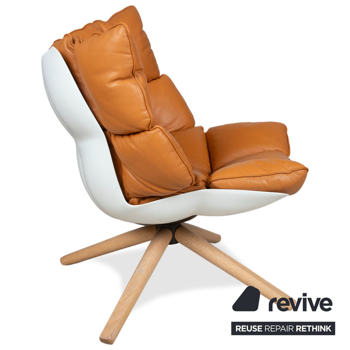 B&B Italia Husk Leder Sessel Braun Cognac inkl. Hocker manuelle Funktion