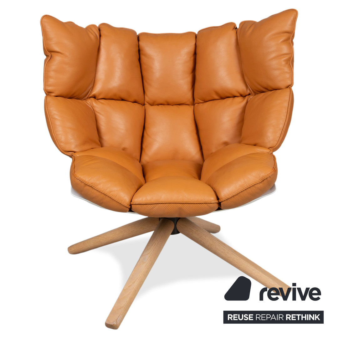 B&B Italia Husk Leder Sessel Braun Cognac inkl. Hocker manuelle Funktion