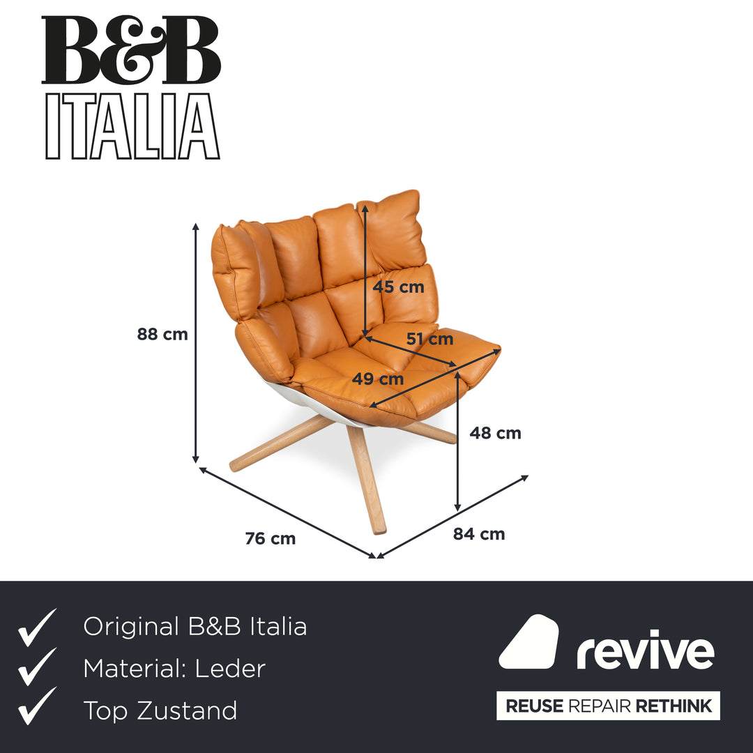 B&B Italia Husk Leder Sessel Braun Cognac inkl. Hocker manuelle Funktion