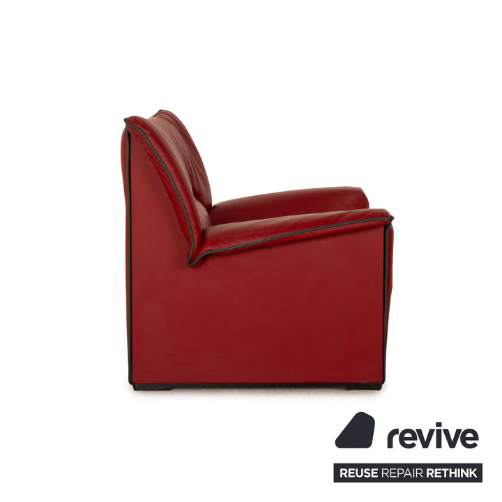 B&amp;B Italia Lauriana Leather Armchair Set Red Wine Red