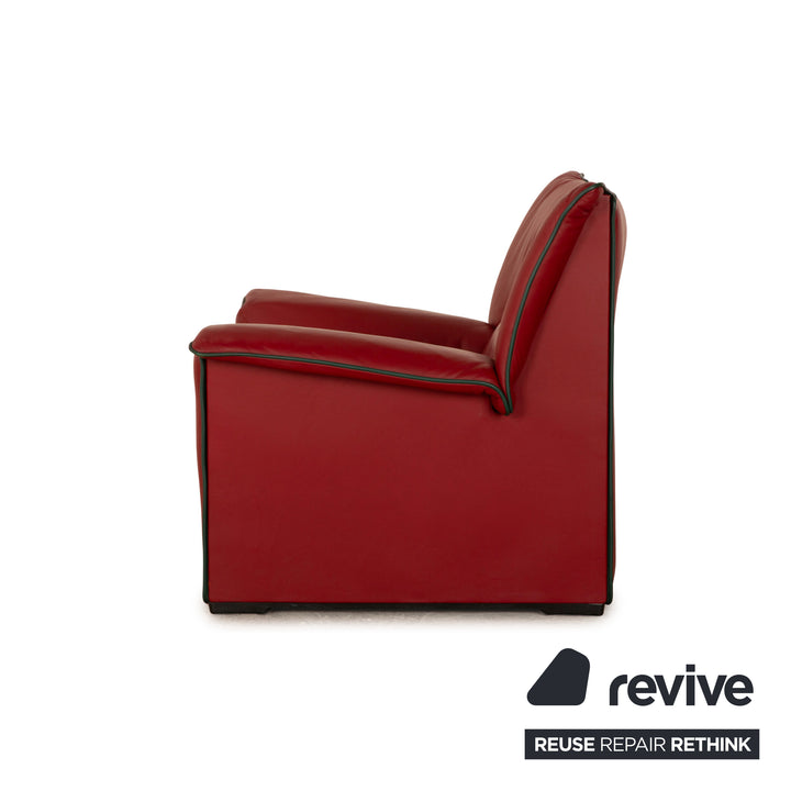 B&amp;B Italia Lauriana Leather Armchair Set Red Wine Red