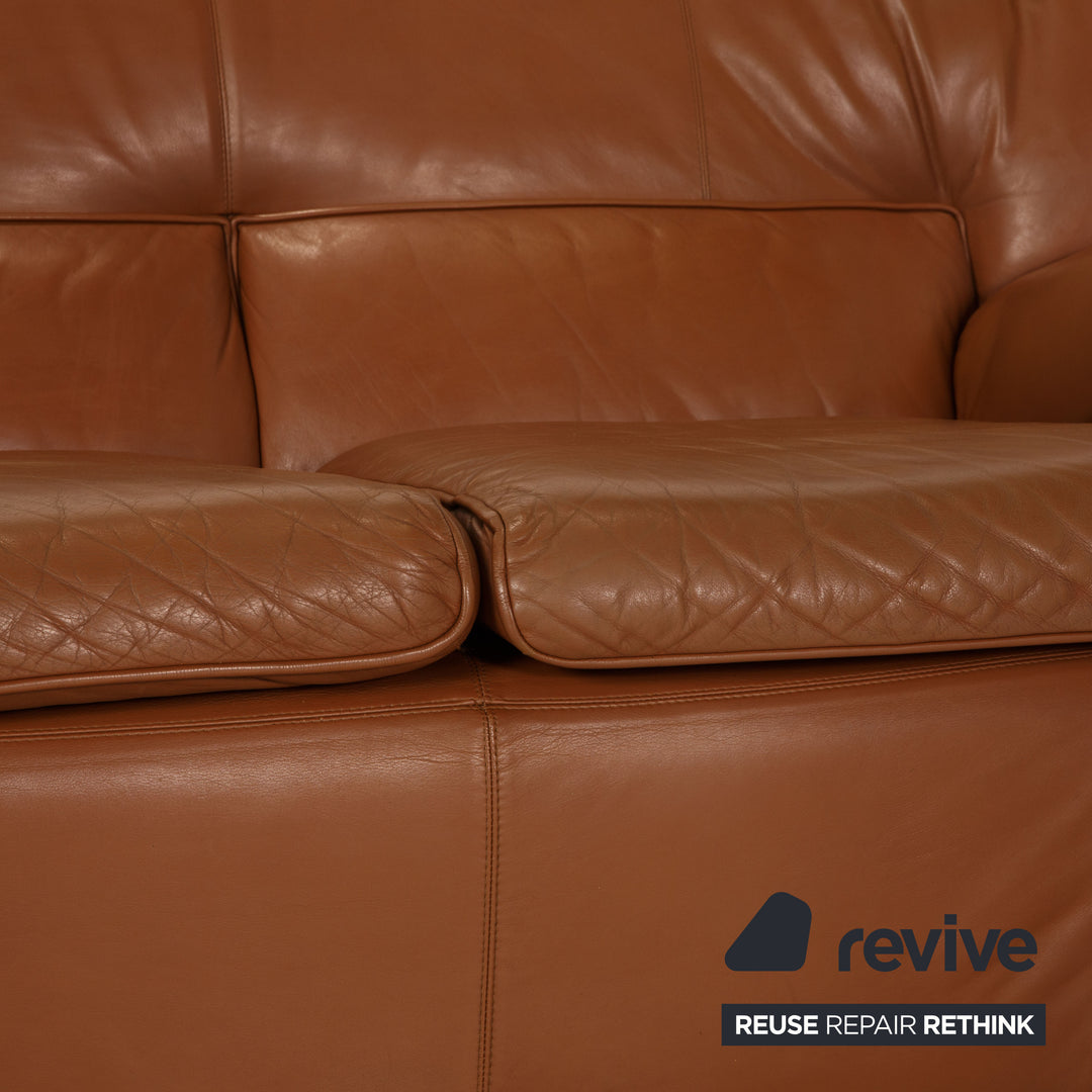 B&amp;B Italia Lauriana Leather Sofa Brown Two Seater Couch