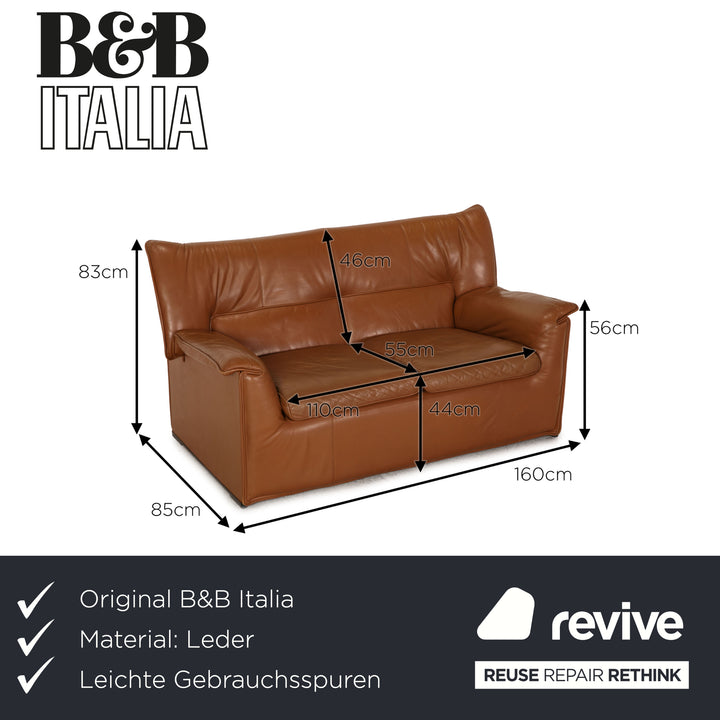 B&B Italia Lauriana Leder Sofa Braun Zweisitzer Couch